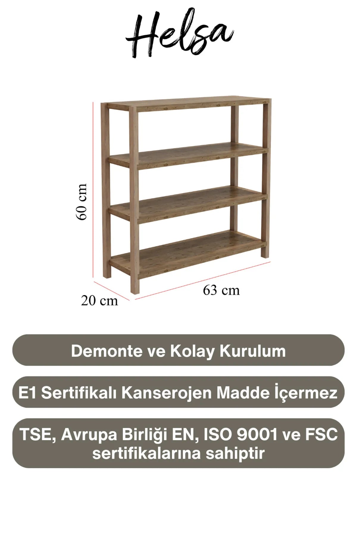 Helsa 4-Hyllers Sidebord Furu
