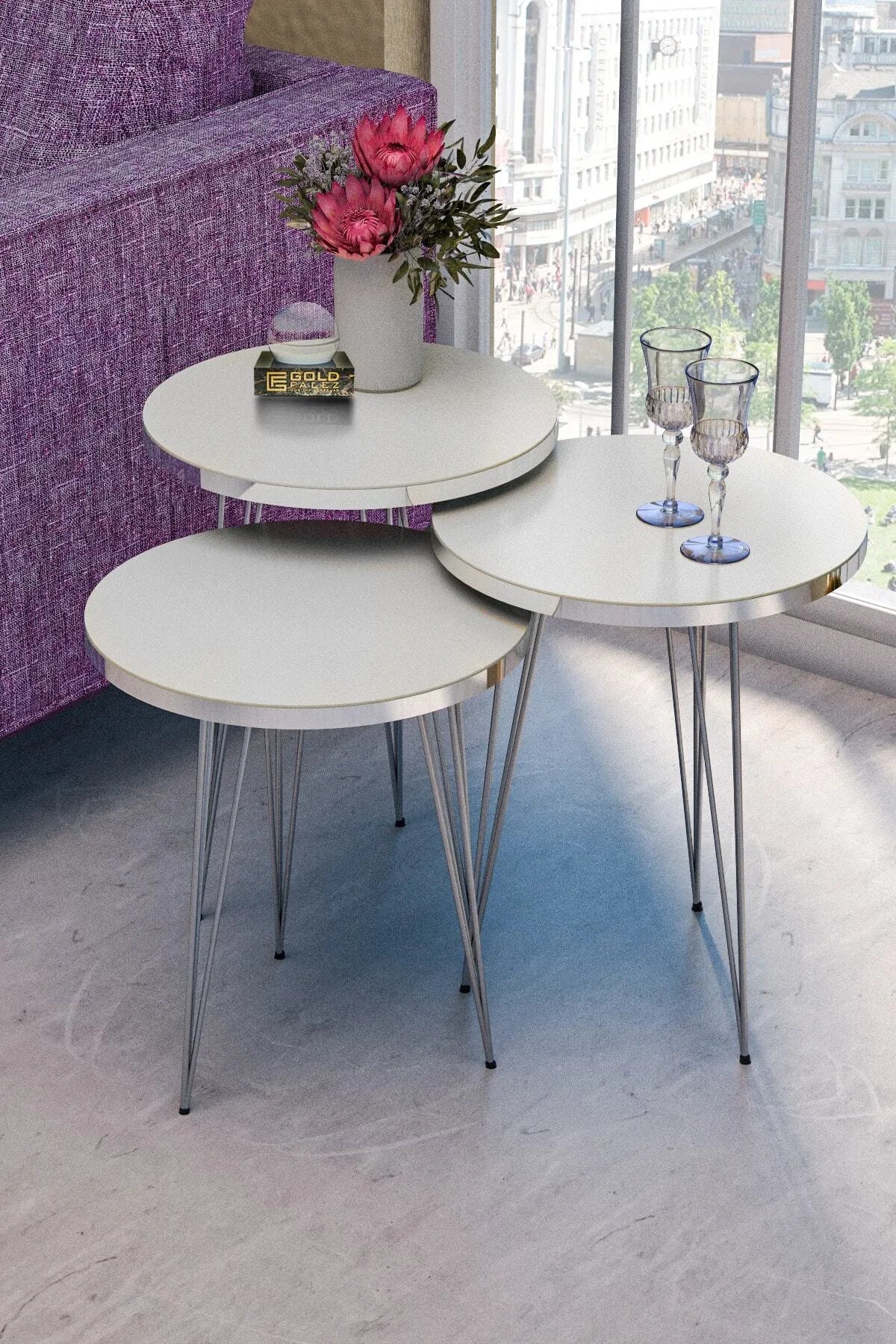 GOLDFALEZ Zigonbord i Sølv og Hvit – Moderne og Plassbesparende Design