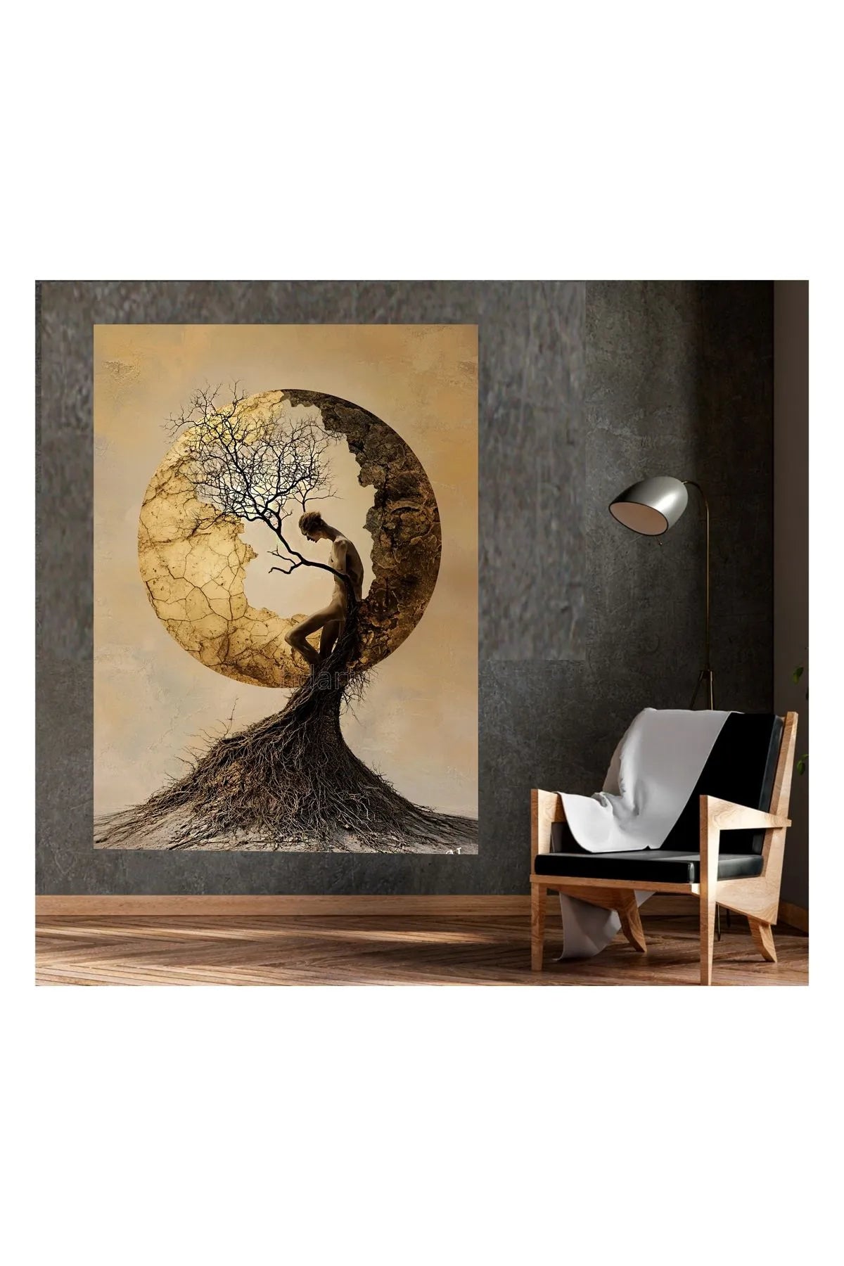 HDART Moderne Abstrakte Røtter Lerretstrykk – Unik Veggkunst i Minimalistisk Stil