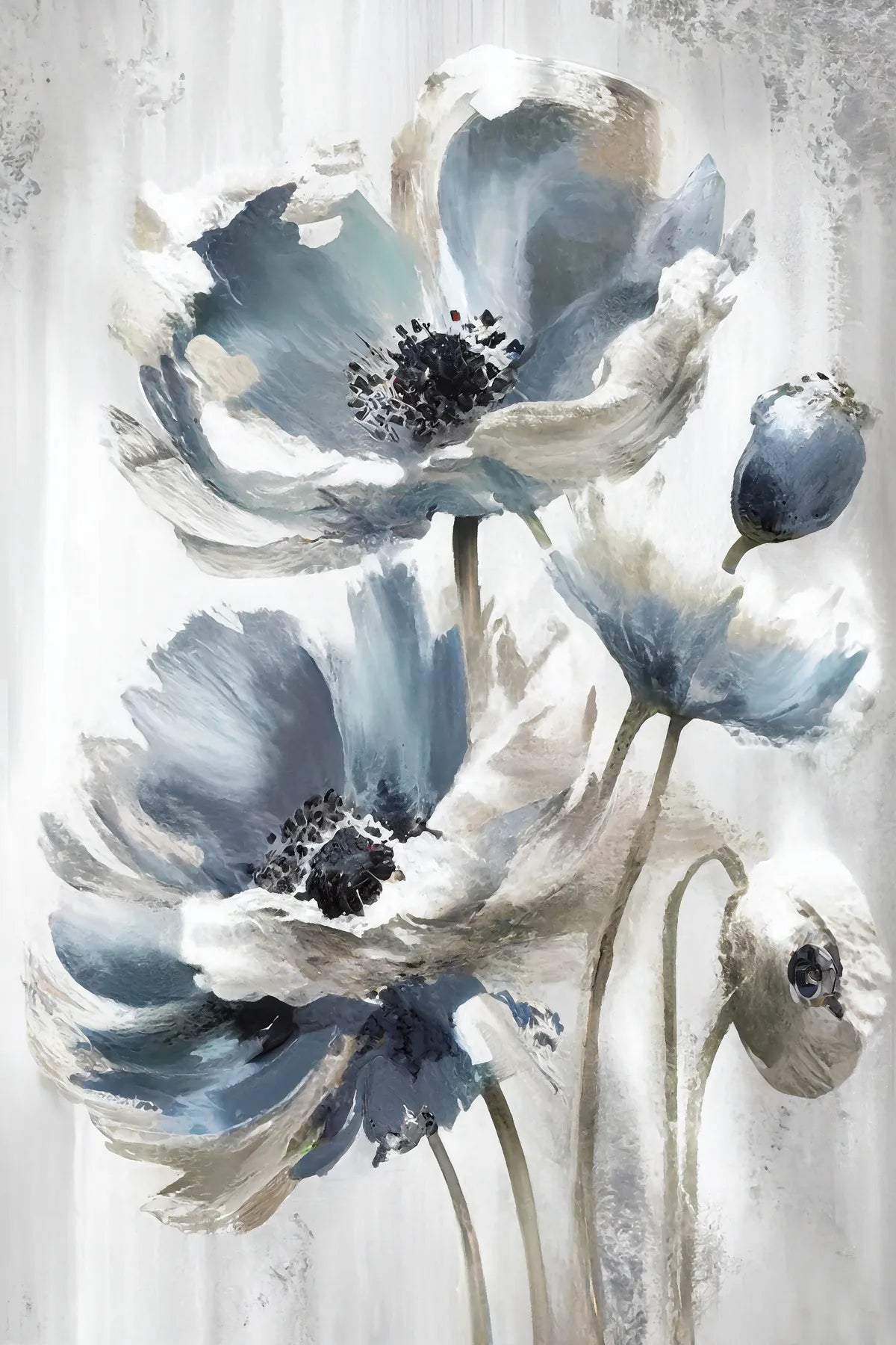 Artevita Store - Blå og Hvite Blomster Lerretstrykk (Klassisk Elegant Veggkunst)