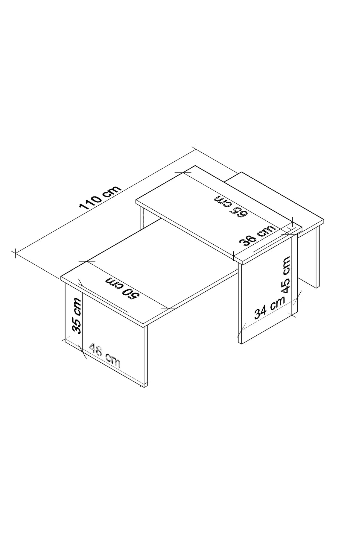 Cool Home Vera – 2-i-1 Kaffebordsett / Serveringsbord – Eik, 110×50 cm