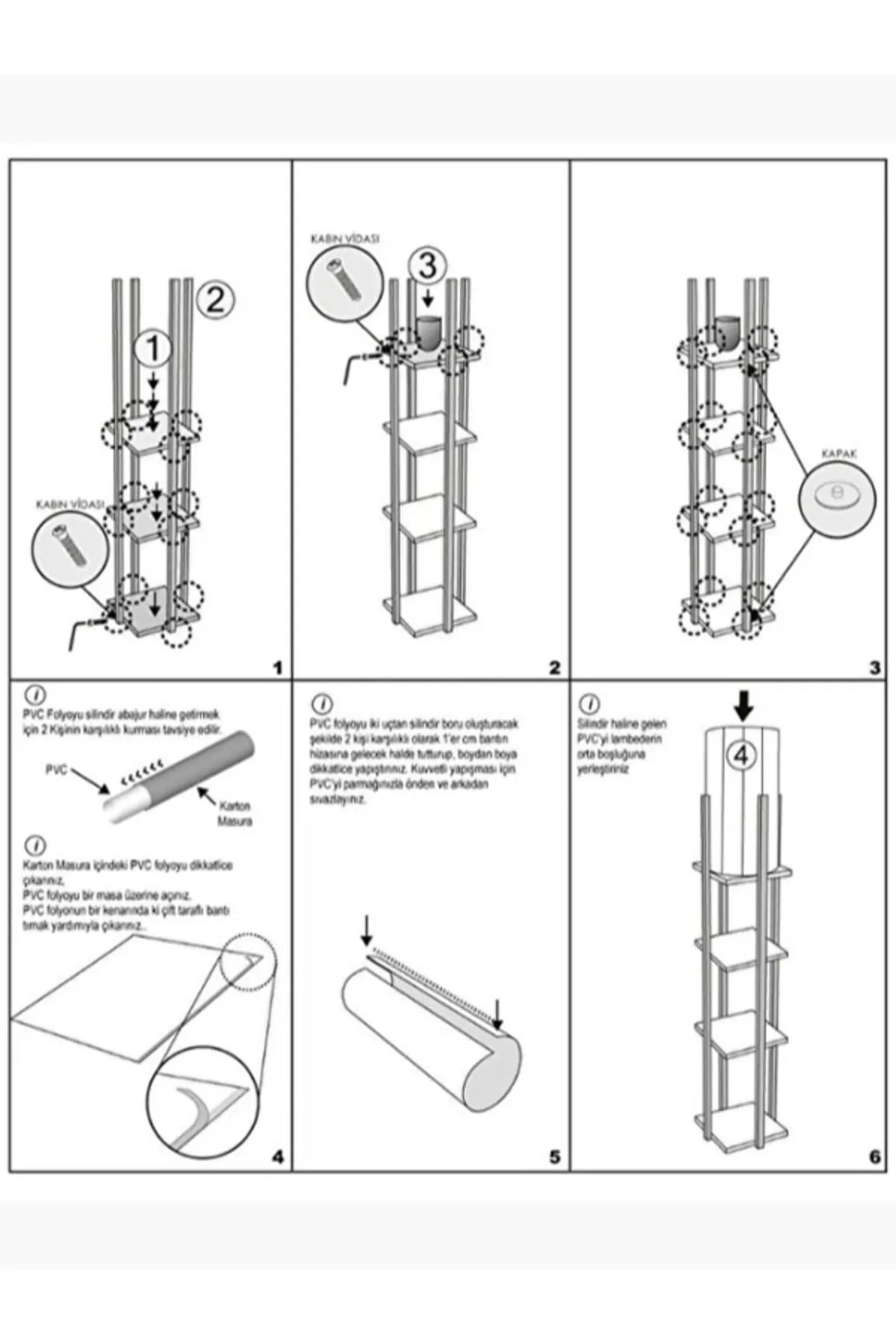 Genel Markalar Dekorativ Gulvlampe med Hyller – 135 cm | Hvit