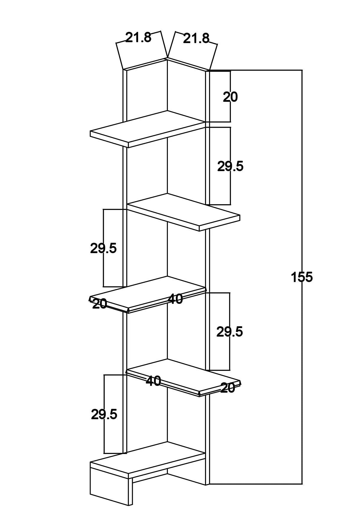 Fly Mobilya MARY Bokhylle – Sardunya & Endülüz Eik (155x42 cm)
