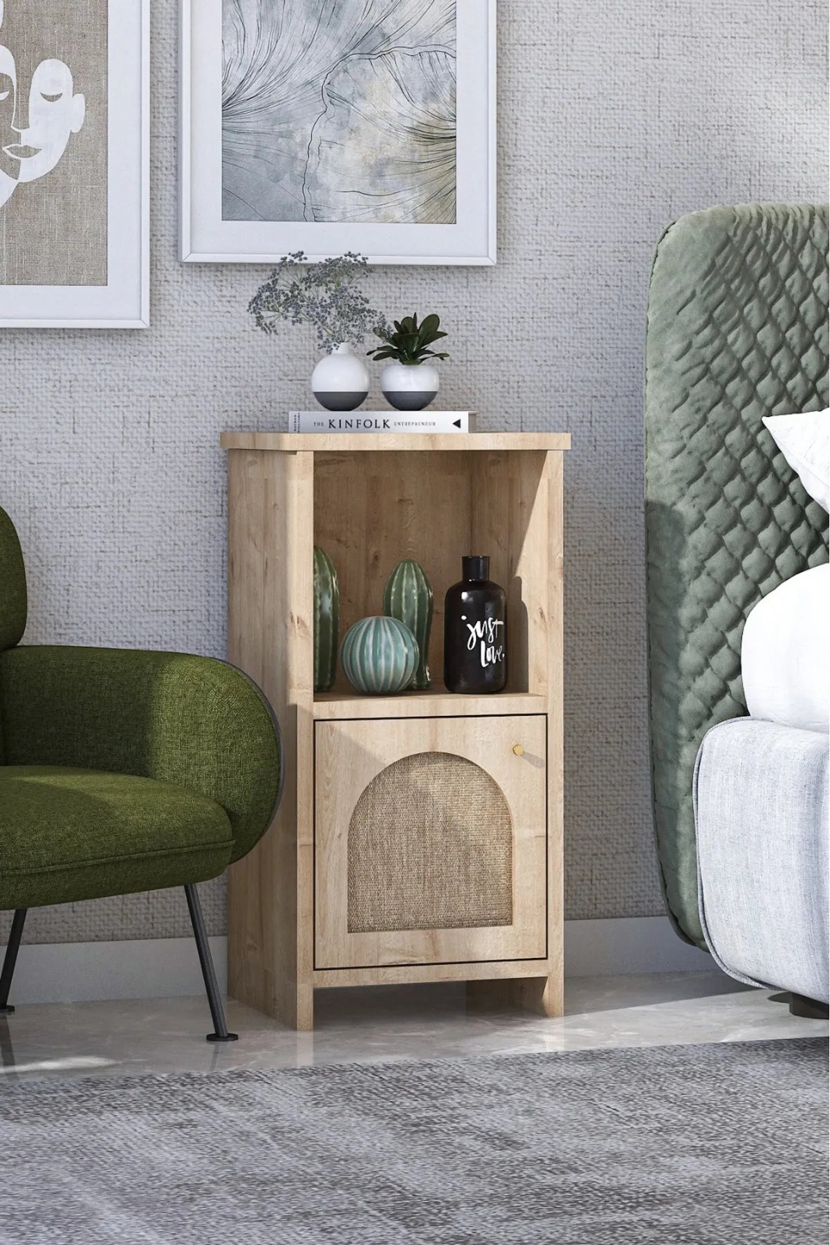 Generelle merker-Skandinavisk Kommode / Sidebord med 2 Skuffer – 65 cm høyde, MDF, Brun