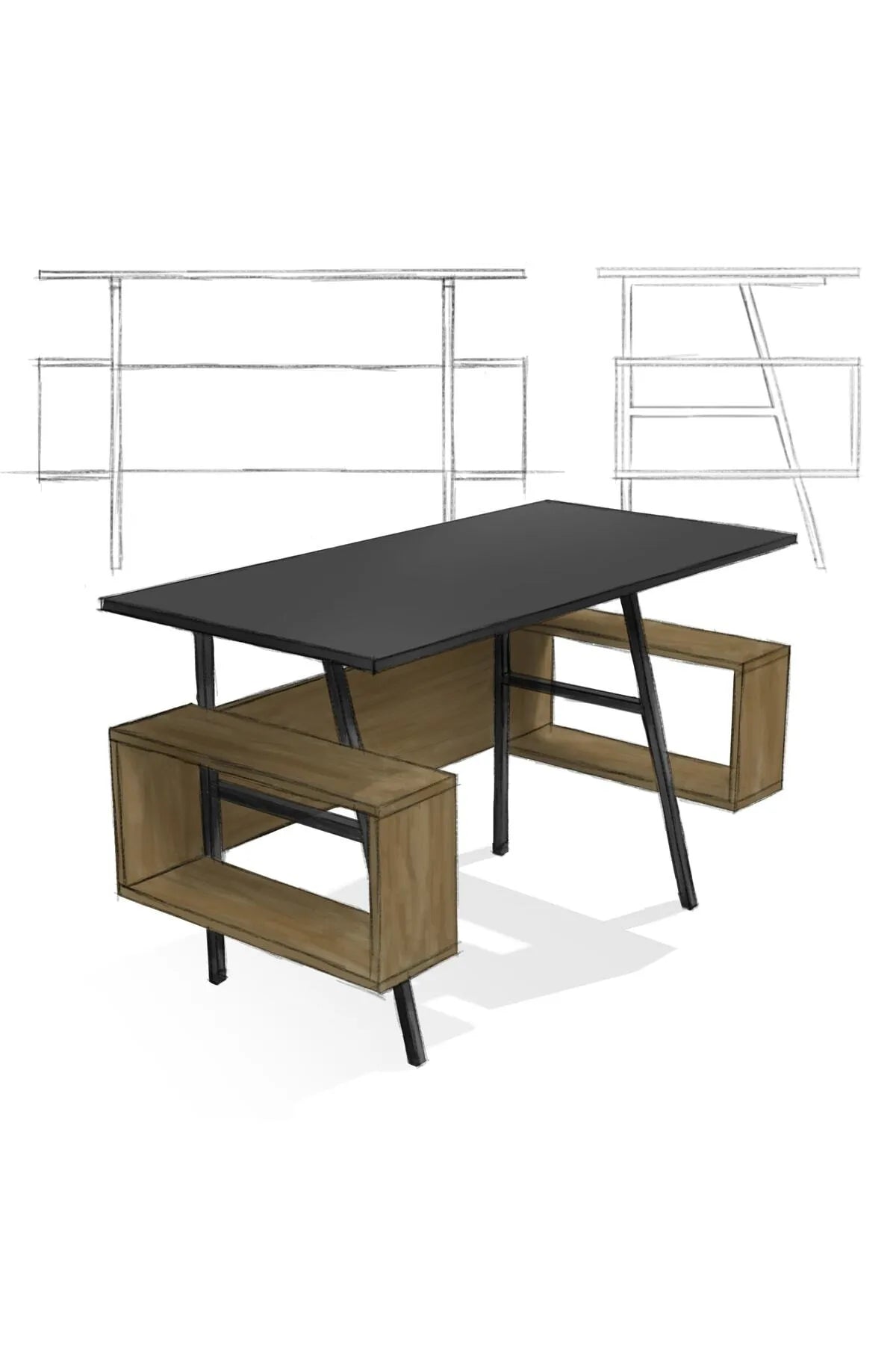 Irony Maxi Skrivebord – Antrasitt og Valnøtt | 140 x 60 cm | Moderne Design for Kontor og Hjemmekontor