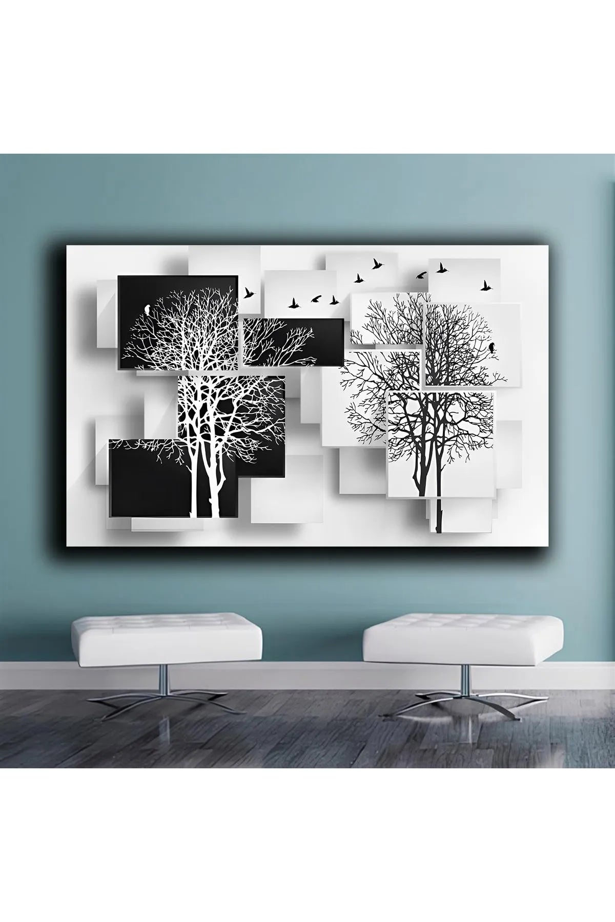 TRADE AYS Lerretsbilde – Perspektivtrær | Svart & Hvit Abstrakt Naturmotiv