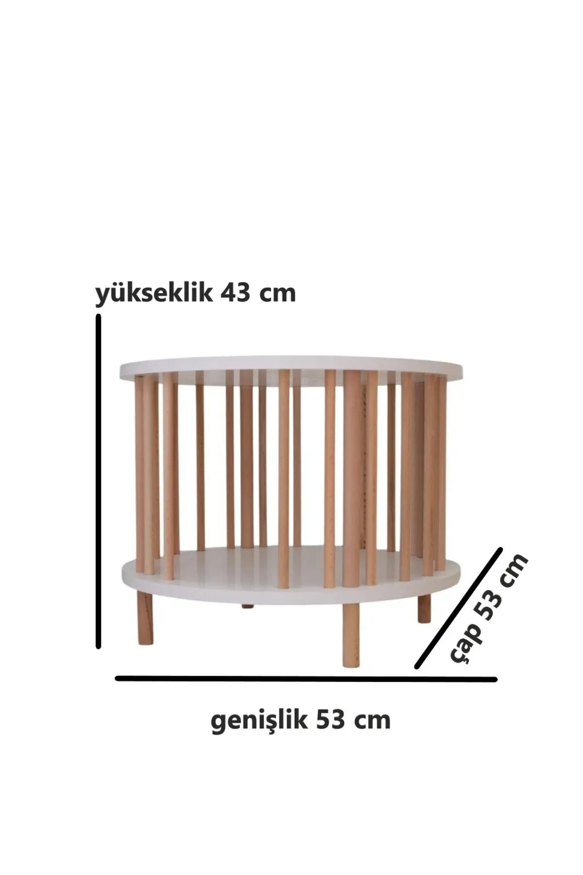 Toprakhome Rund Katteseng-Bord | 2-i-1 Bord og Kattely | Ekru | Ø54 cm | Gummitre & Komfortpute