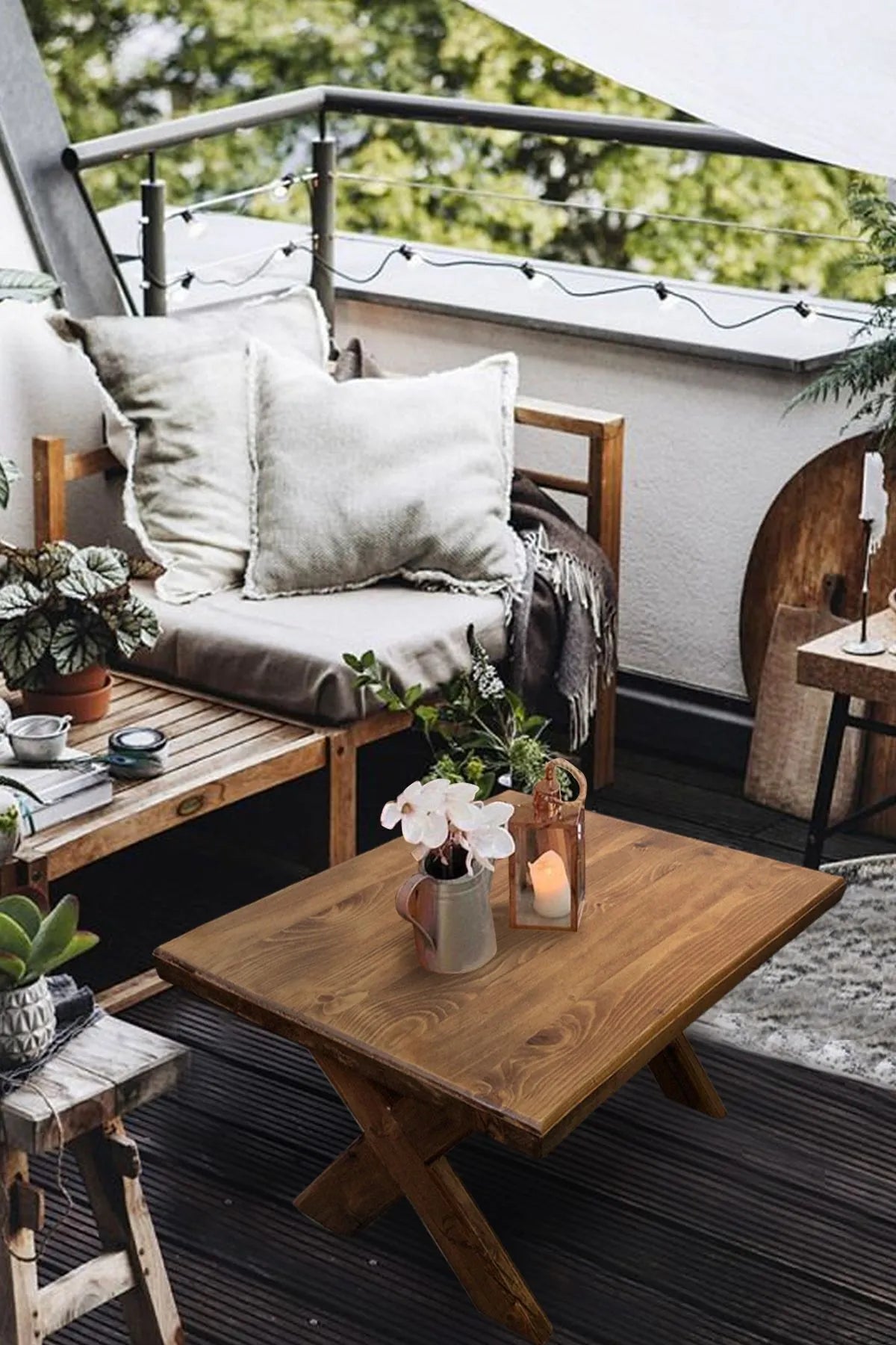 Hage- og Balkongbord i Tre 75x50 cm