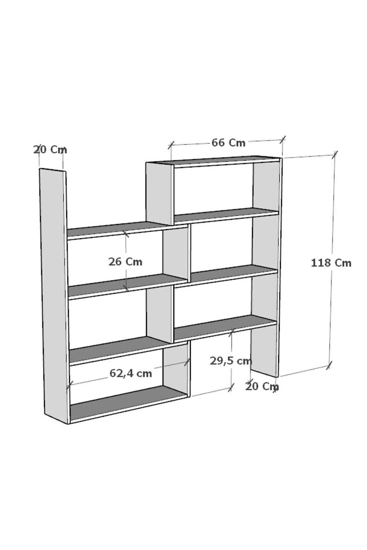 Moonlife Pisagor Bokhylle i Eik | 8 Hyller | 120x118 cm | Moderne Design