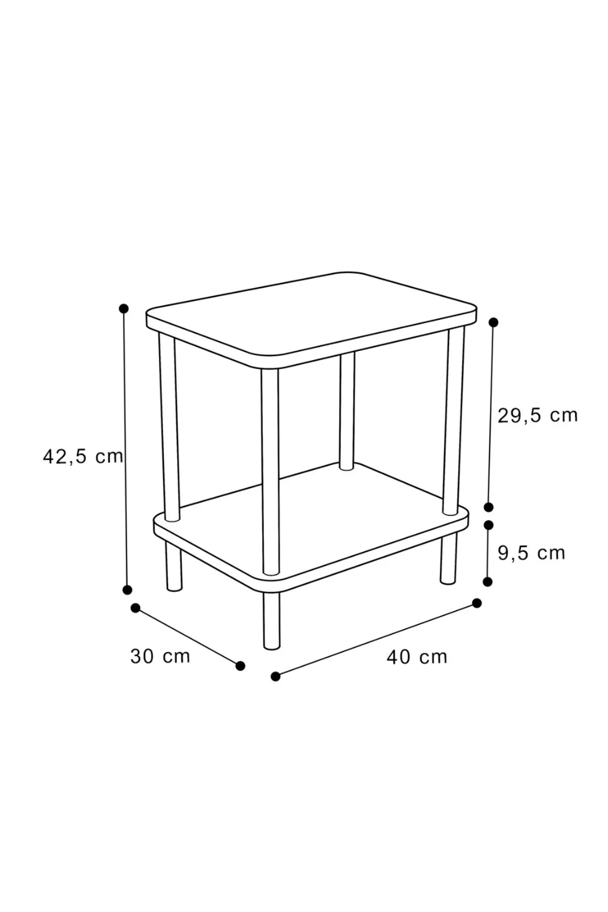 EGEMODULÆR 2-Hylle Sidebord med Avisstativ | Multifunksjonelt Nattbord og Bokhylle | 40x30x42 cm