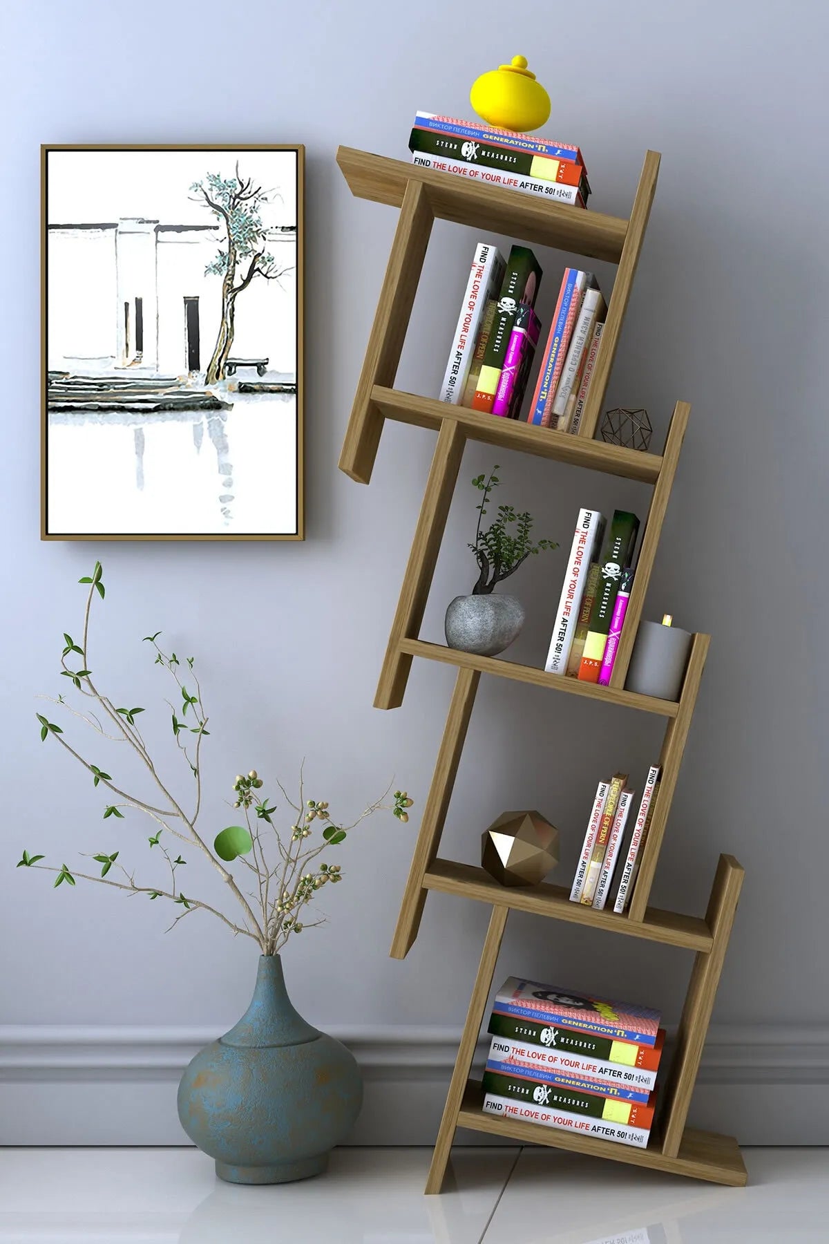 Dekoronya Yıldız Vegghylle – Moderne Veggmontert Bokhylle i Atlantisk Furu | 141 x 53 cm