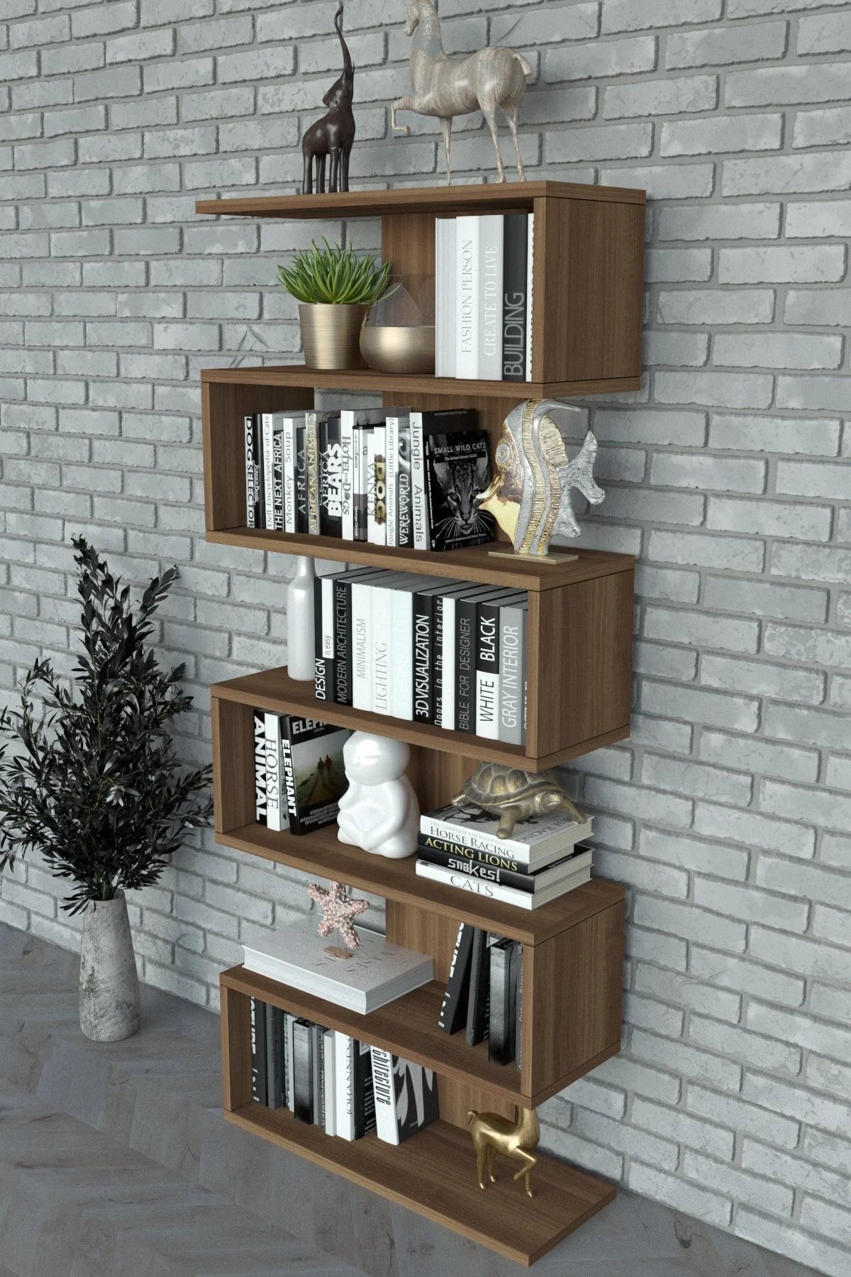 Bokhylle Valnøtt 160x65 cm