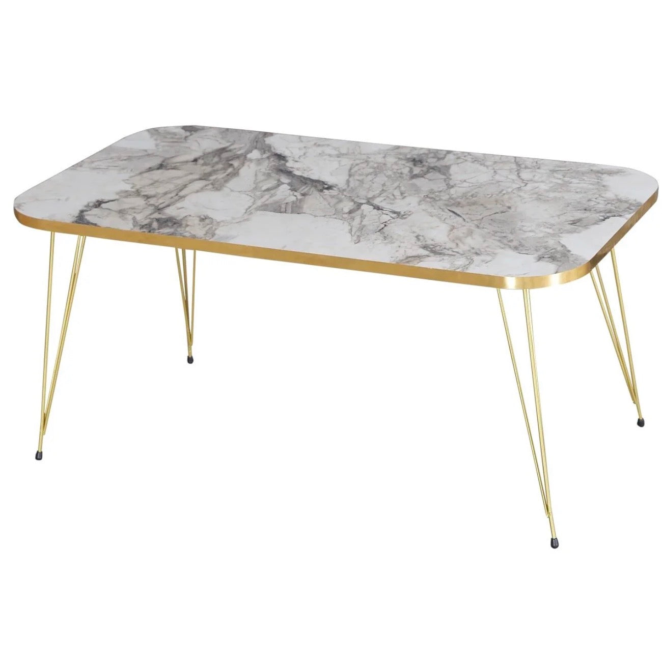 Goldfalez 2026 Sofabord – Gull & Hvit/Efes Design | Moderne Stuebord 90x50 cm