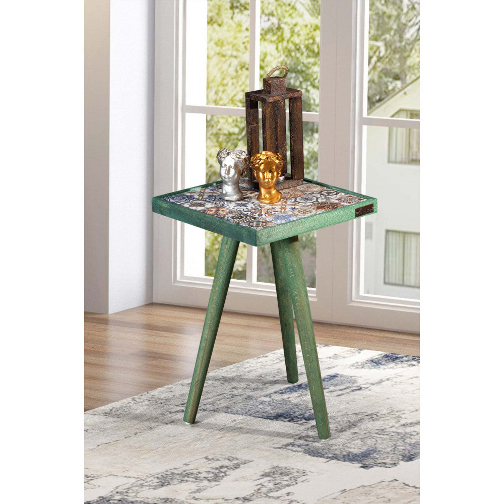 Grønn keramisk salongbord 32x32cm