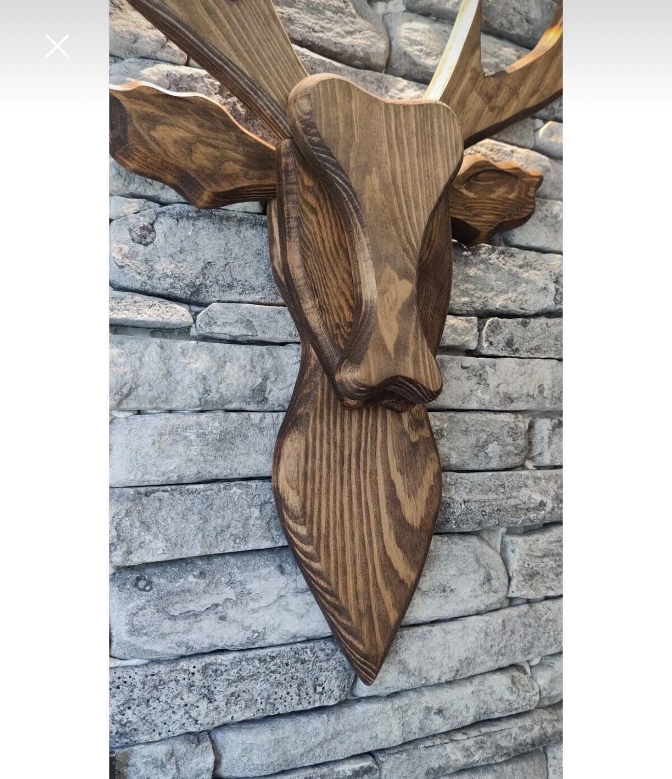 Kütük Shop 8-Dekorativ Hjortehode i Tre – Valnøttfarget Veggdekor (70x70 cm)