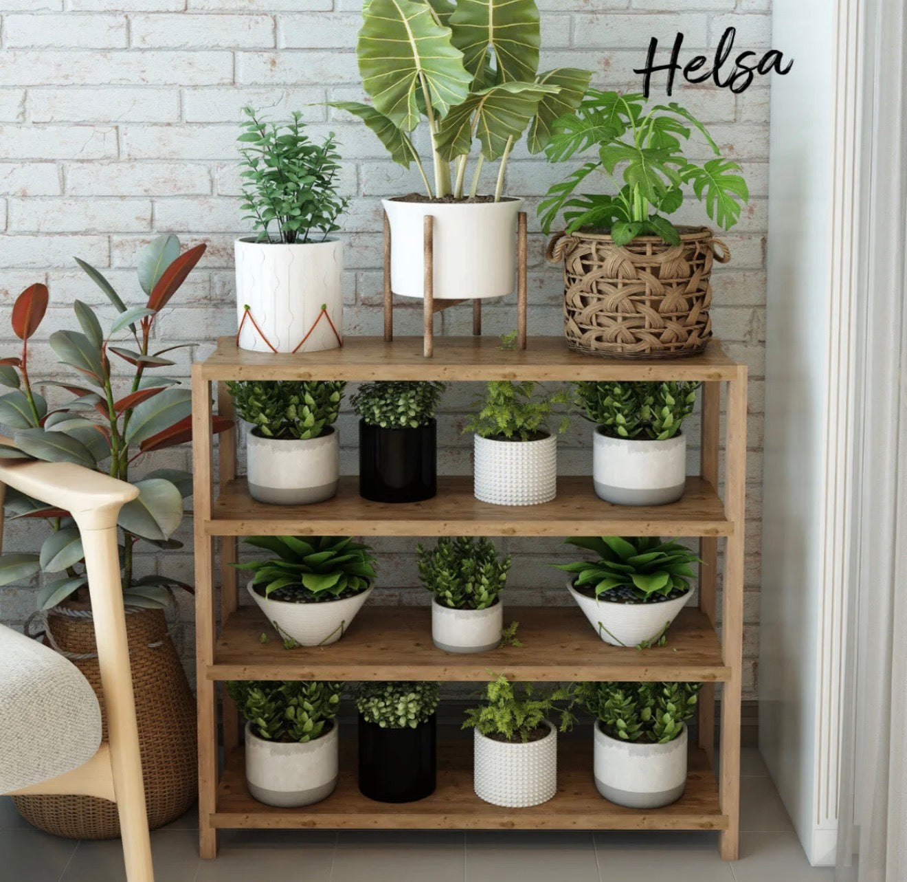 Helsa 4-Hyllers Sidebord Atlantisk