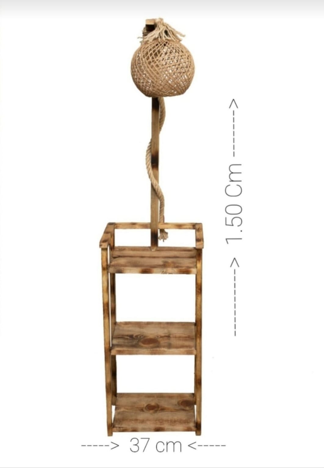 Naturlig Trelamper med Hyller - Dekorativ Bokhylle & Blomsterhylle (150 cm høy)