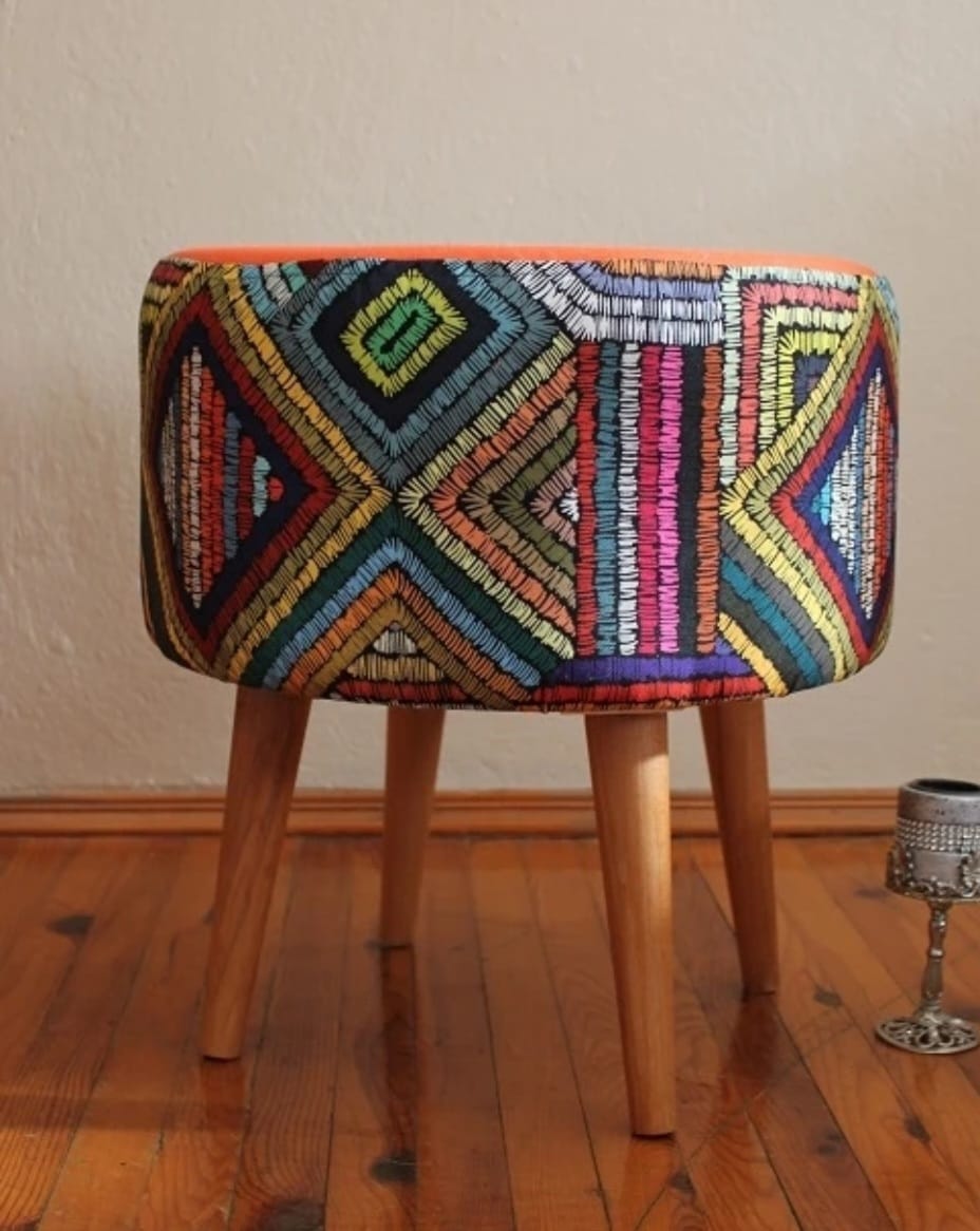 Dekor Møbler Retro Bøk Føttene Etnisk Puf