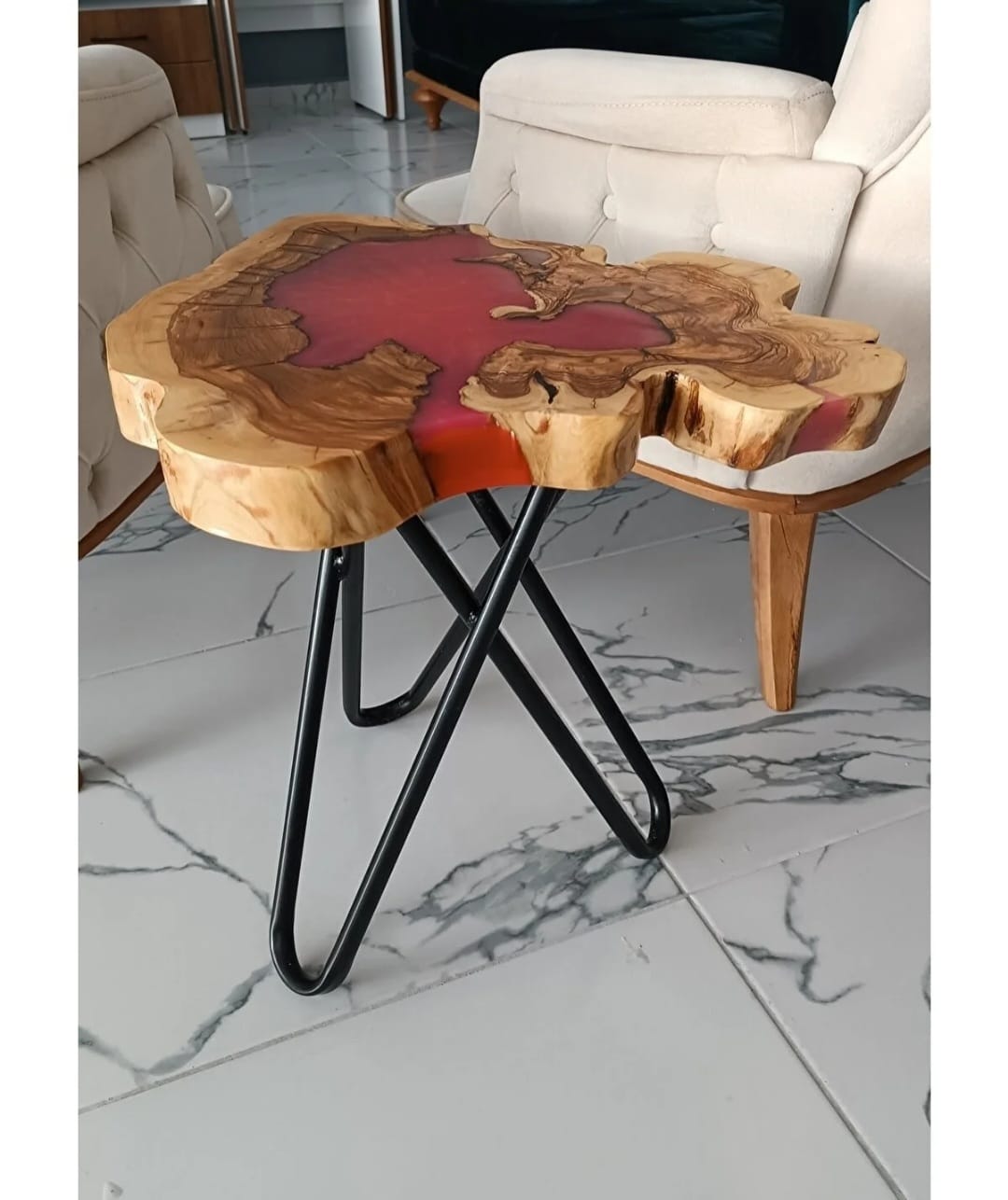 Epoxy Olive Sofabord