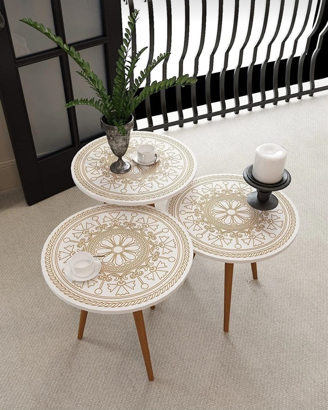 3 stk salongbord med Membranbelegg