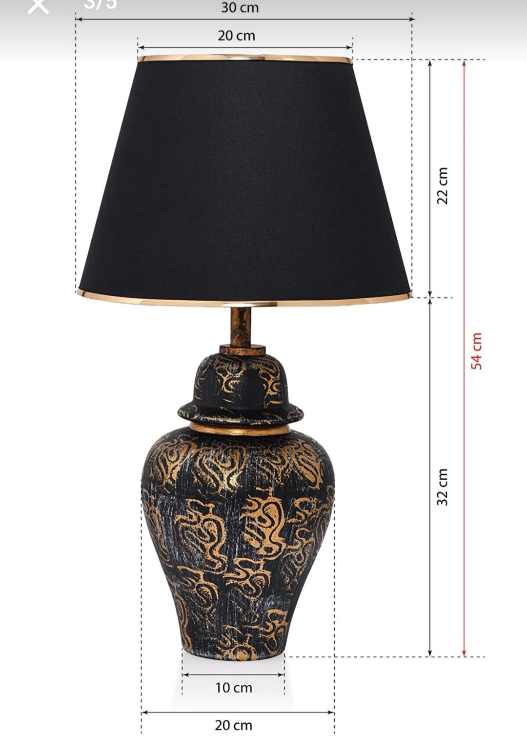 HMYdesign Ireen Håndlaget Keramisk Lampeskjerm – Elegant Gull-Svart Design