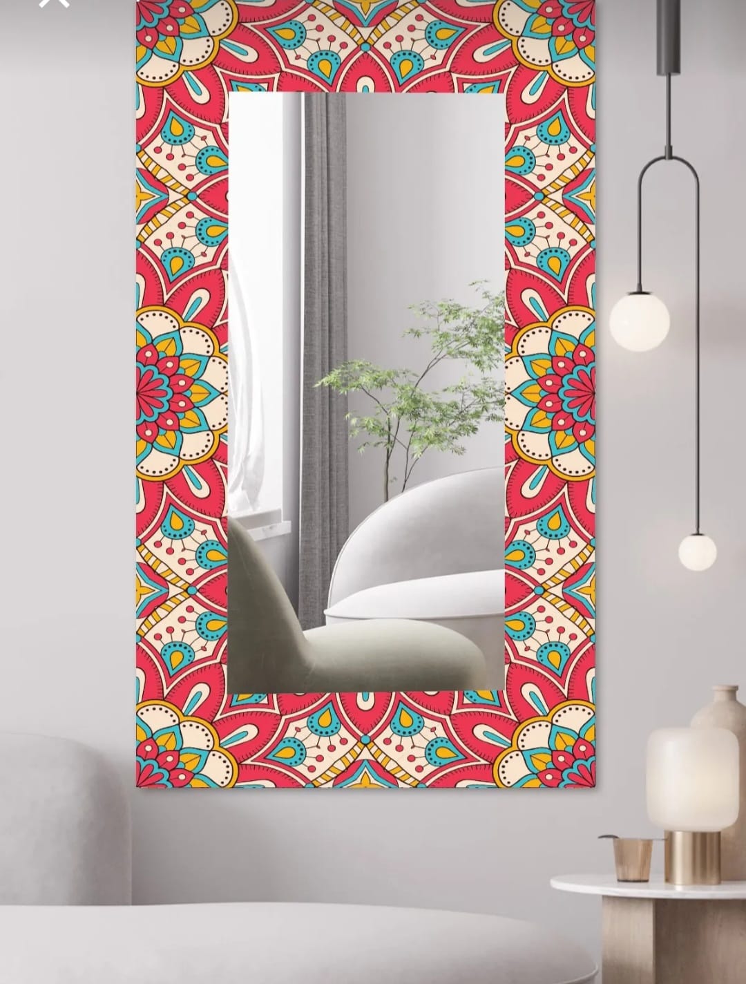 Dekorativ Soft Red Veggspeil – 60x100 cm Moderne Speil for Entré, Stue og Bad