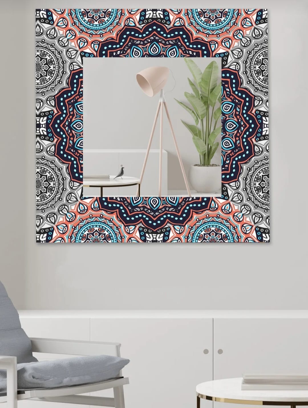 Dekorativ Symmetry Veggspeil – 60x60 cm Speil for Entré, Stue, Bad og Kontor