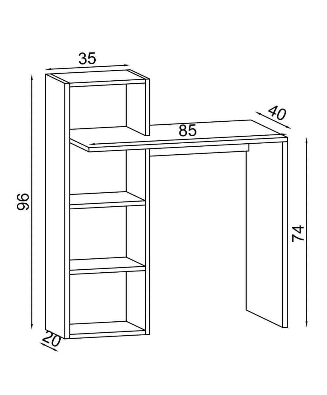 Skrivebord med Bokhylle