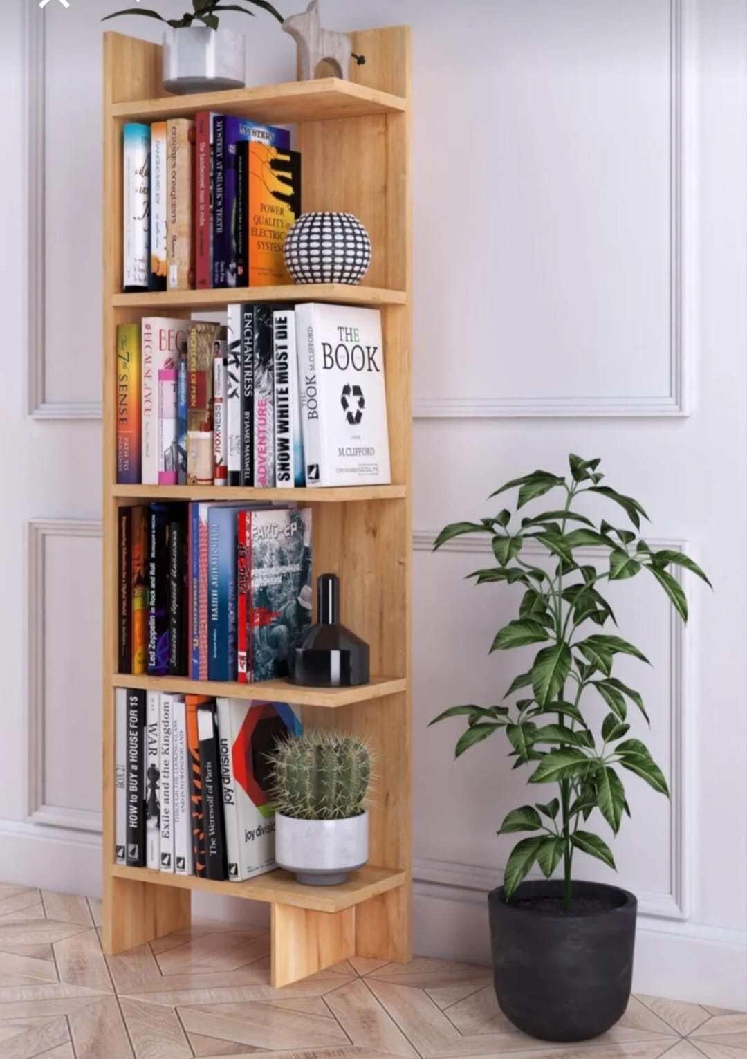 Dekorfim Mercan Hjørne Bokhylle – Plassbesparende Bokhylle i 18 mm E1 Standard Sponplate