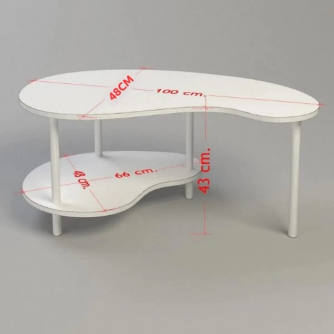 PEKA Bønneformet Salongbord med Treben – Dekorativt og Funksjonelt for Stue