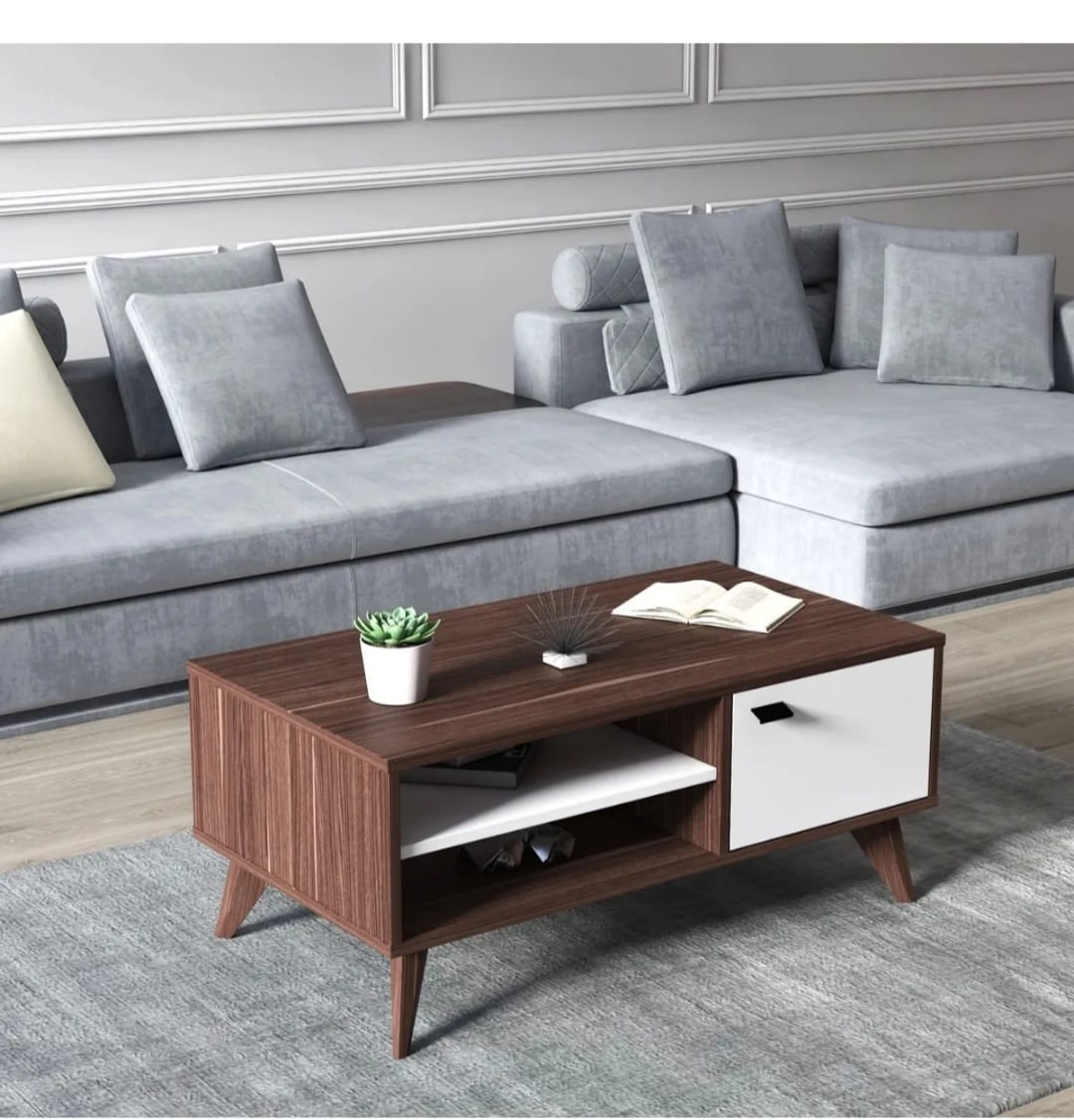 Ruum Store Lika Tofunksjonell Salongbord med Hylle og Skap – Valnøtt, Moderne og Retro Design