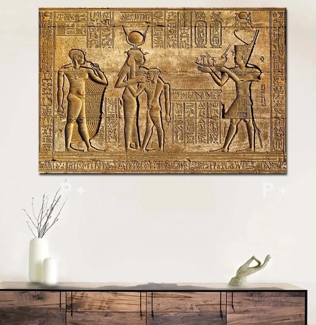 PrintiesPlus Antikk Egyptisk Dekorativ Kanvasbilde – Håndlaget Veggkunst.60*90 cm