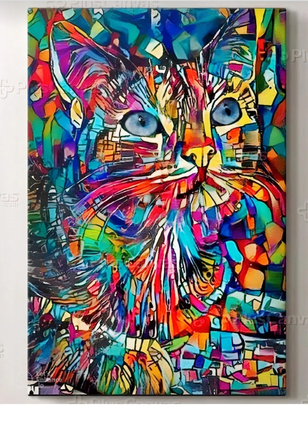 TRADE AYS Fargerik Katt Dekorativ Kanvasbilde – Klar til Oppheng, Veggkunst.50*70 cm