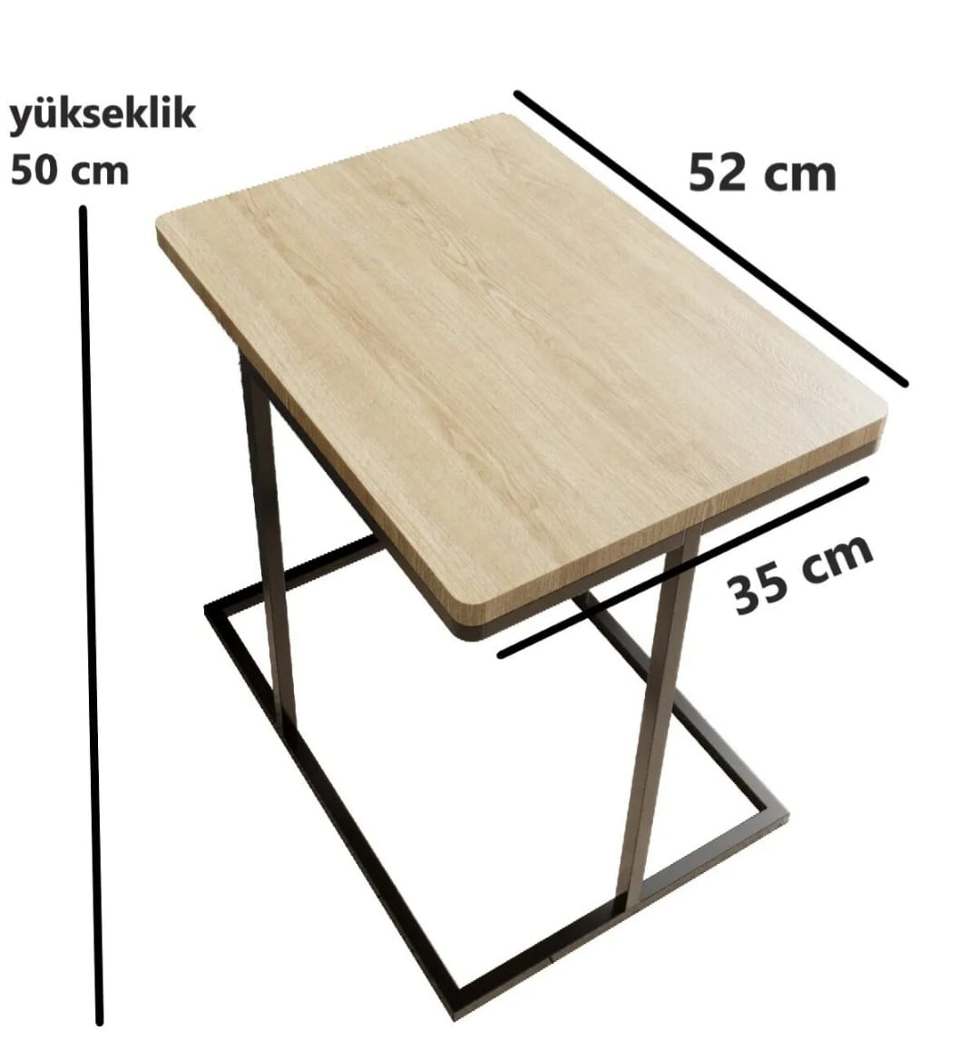 Toprak E-Ticaret Metal Side Table – Moderne Design med Trehylle