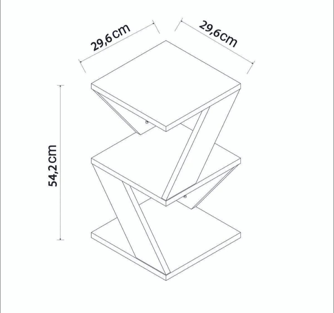 İNARCH DİZAYN Albeni Geometrisk Sidebord med Travertin Mønster – Moderne og Stilren 3-hylle Design
