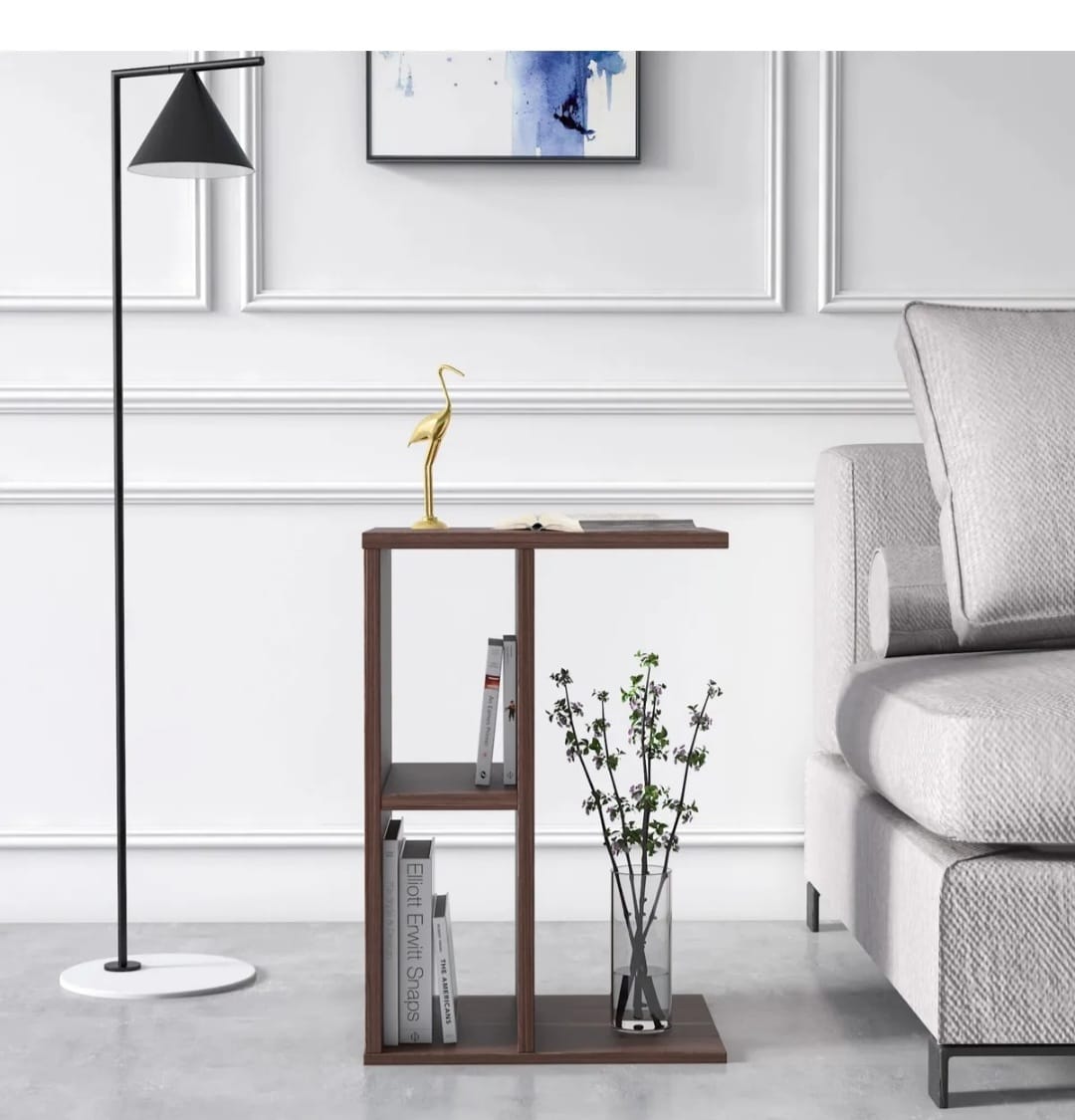 Ruum Store Saly C Sidebord med Magasinholder – Valnøttfinish, Enkel Montering