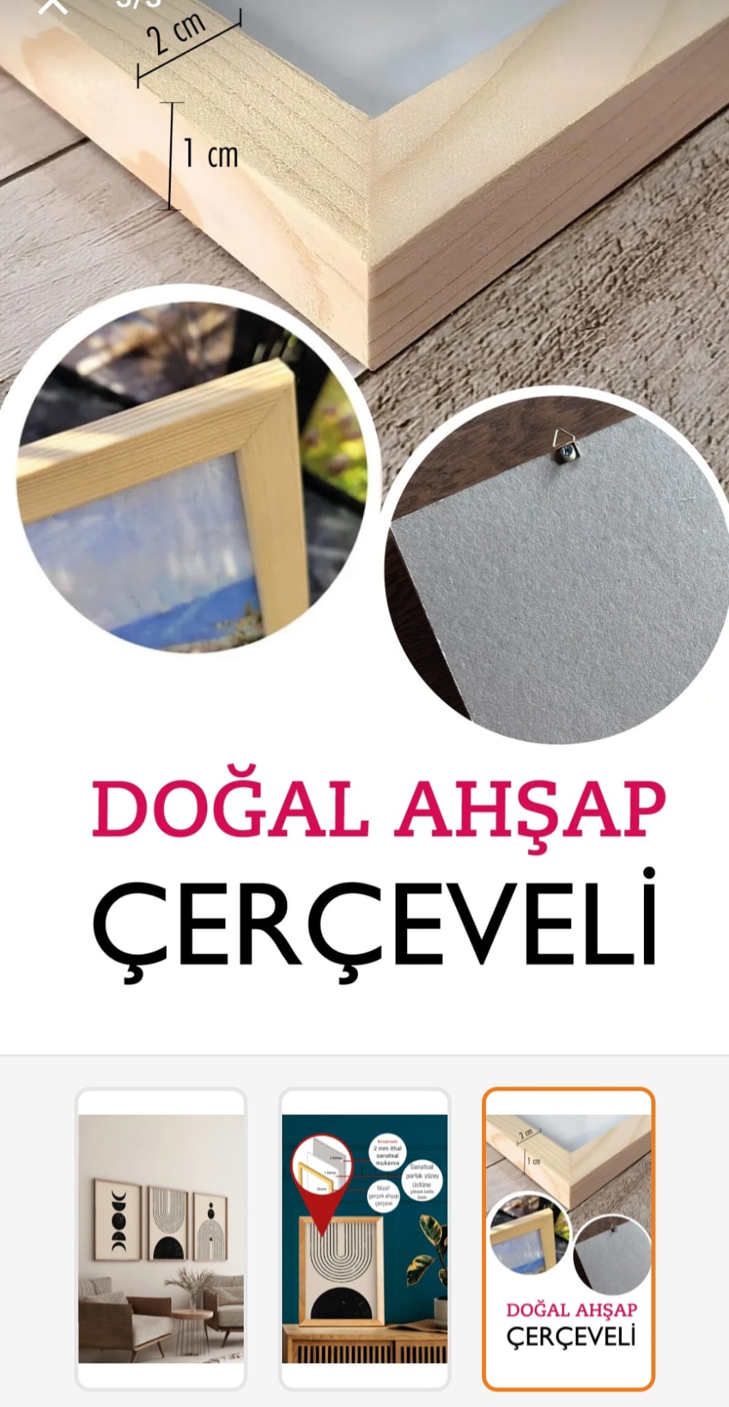 3D Poster Trelramme - 3 Deler Artavessa Set – Høy Kvalitet Veggdekorasjon