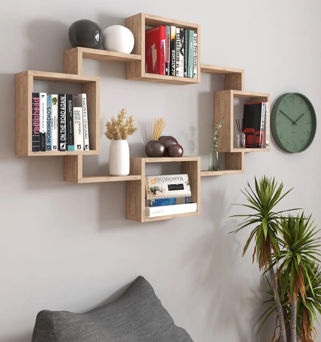Dekoronya Nero Vegghylle – Dekorativ og Praktisk Bokhylle | 120 x 94 cm