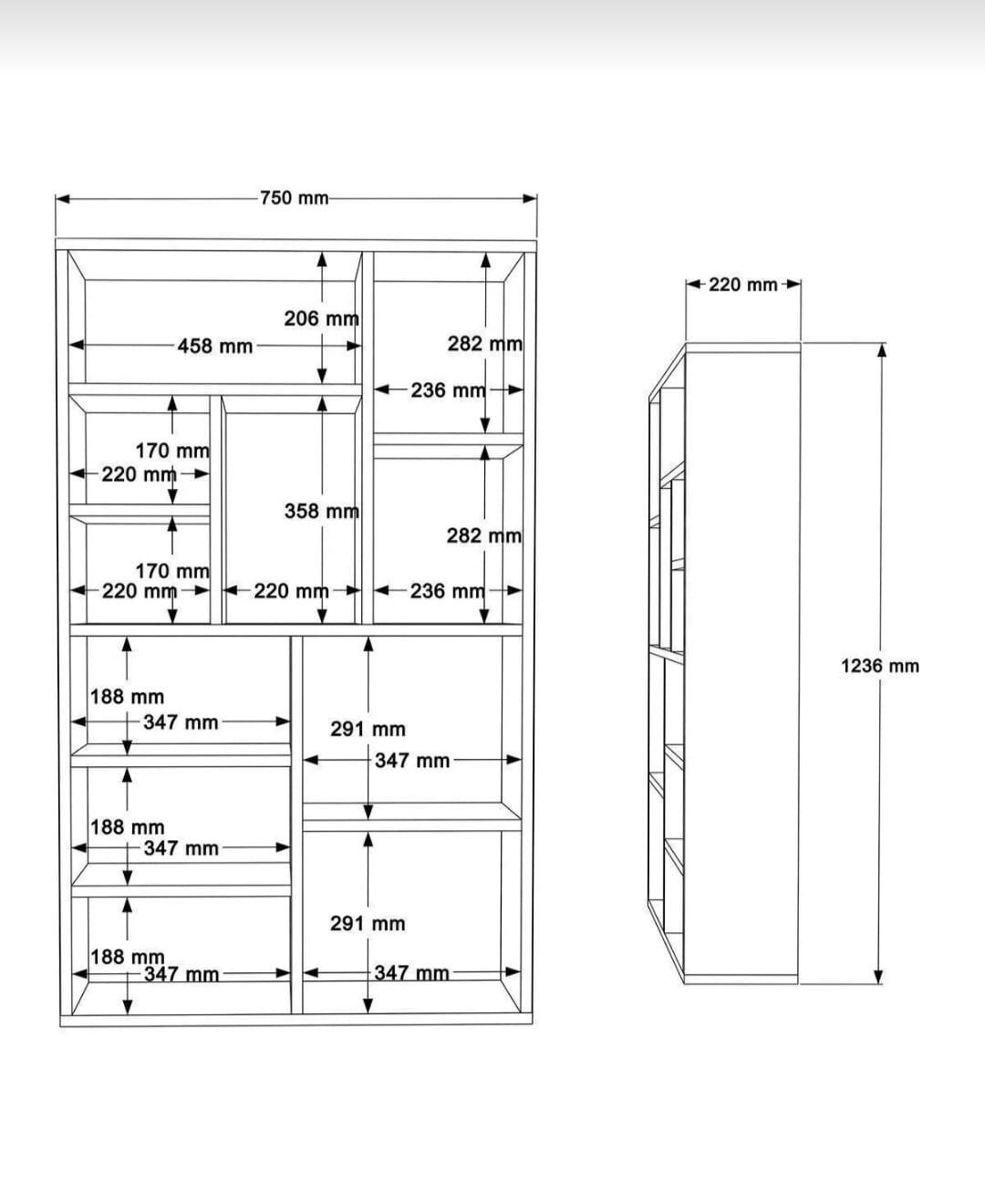Yurudesign Traft Bokhylle 124 cm – Kurvmønster Hvit