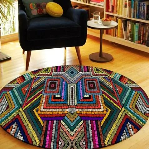 Digitalt trykt sklisikker Dot Base Maskinvaskbart fargerikt rundt teppe