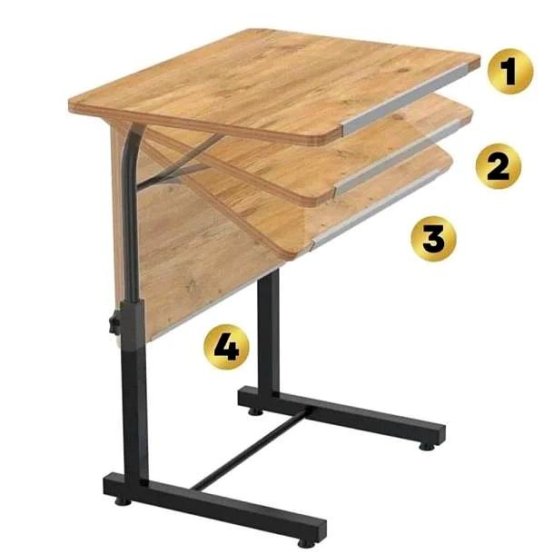 Tilt Høyde Justerbar Bærbar PC-bord Frokost Studie Databord Metallben med hjul