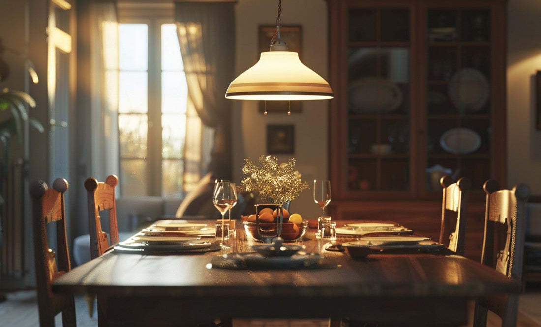 Hvor høyt skal en lampe henge over spisebordet