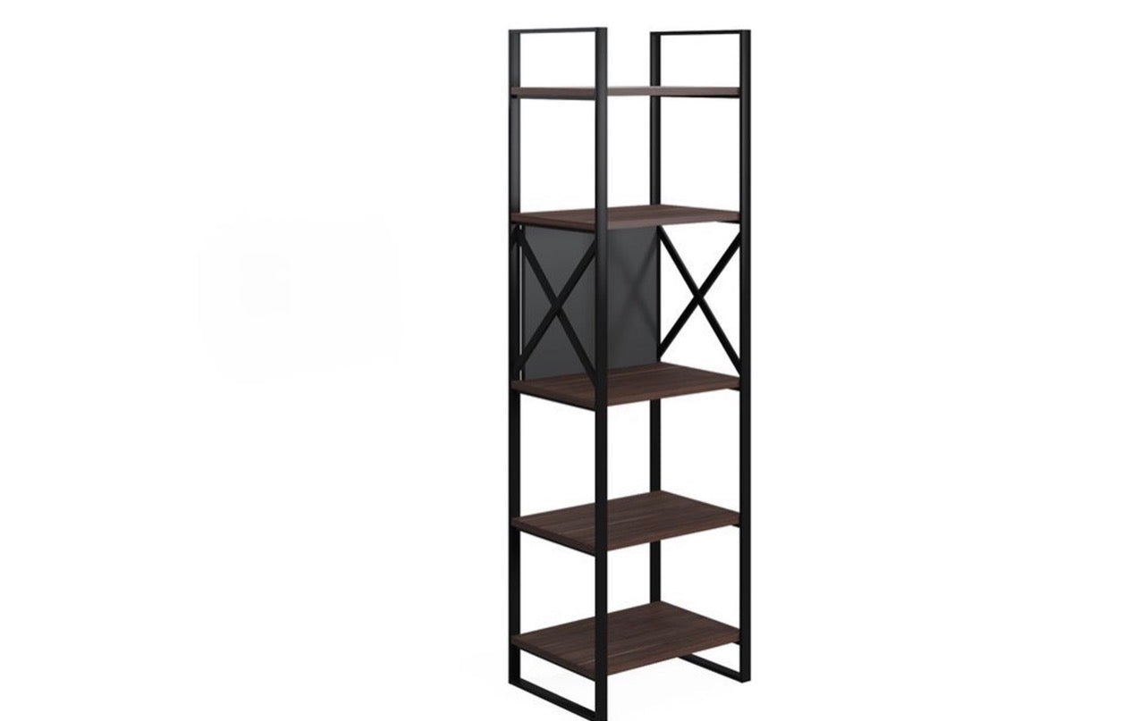 RUUM STORE BY DOĞTAŞ Meta Smal Bokhylle 160 cm – Metall &amp; Valnøtt (RT4-206)