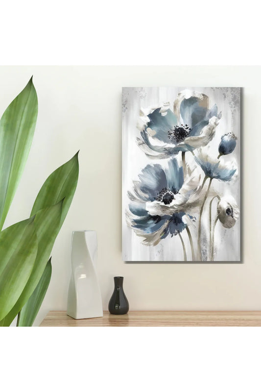 Artevita Store - Blå og Hvite Blomster Lerretstrykk (Klassisk Elegant Veggkunst)