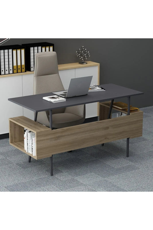 Irony Maxi Skrivebord – Antrasitt og Valnøtt | 140 x 60 cm | Moderne Design for Kontor og Hjemmekontor