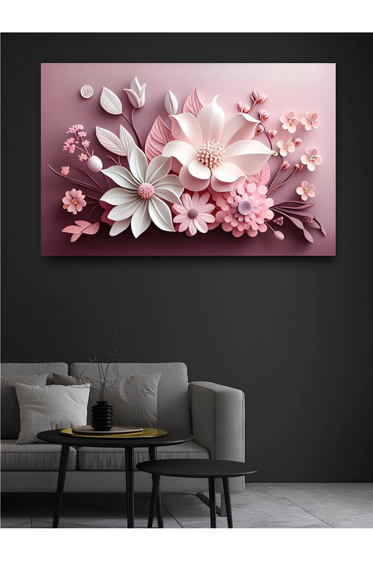TRADE AYS – Rosa Blomster Dekorativ Lerretsveggbilde – Moderne Veggdekor