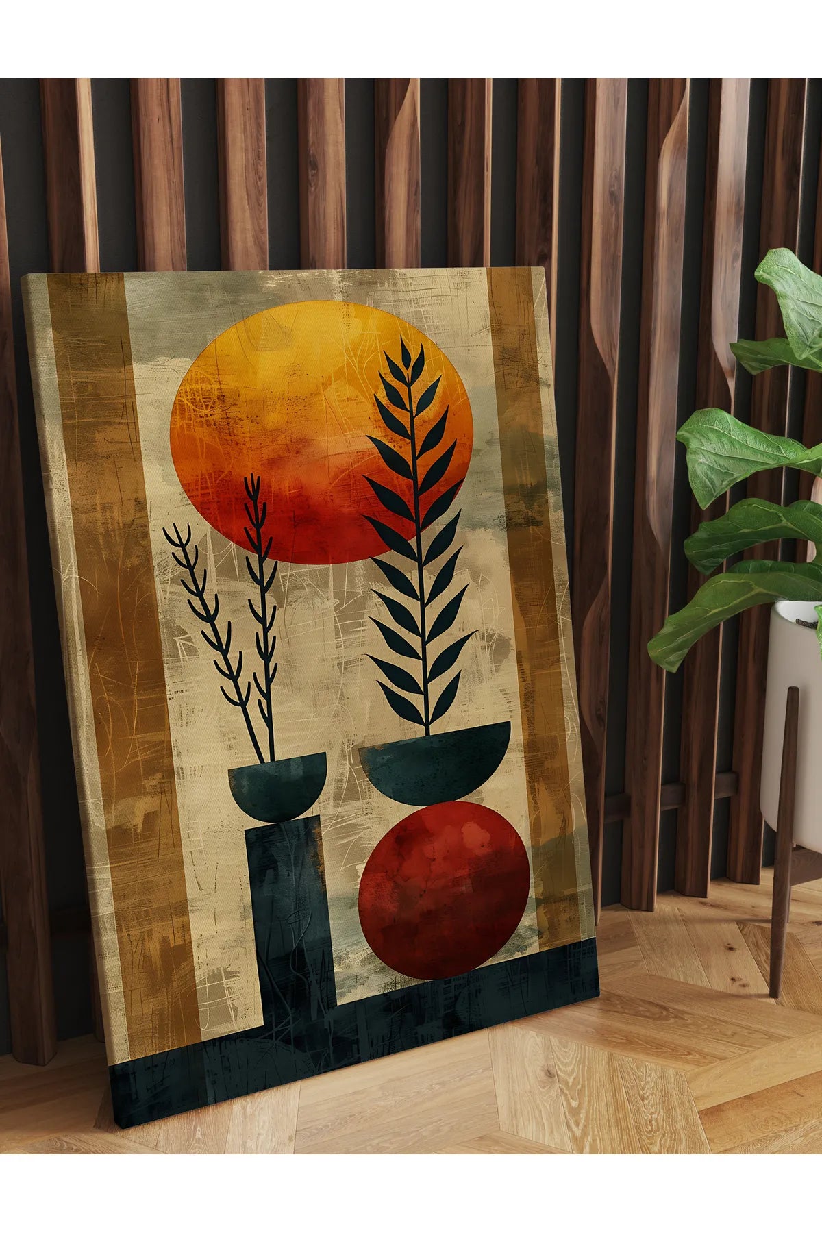 DESİGN Moderne Lerret Kunstverk med Blomsterdetaljer | 1 Delt | Uten Ramme | For Hjem og Kontor