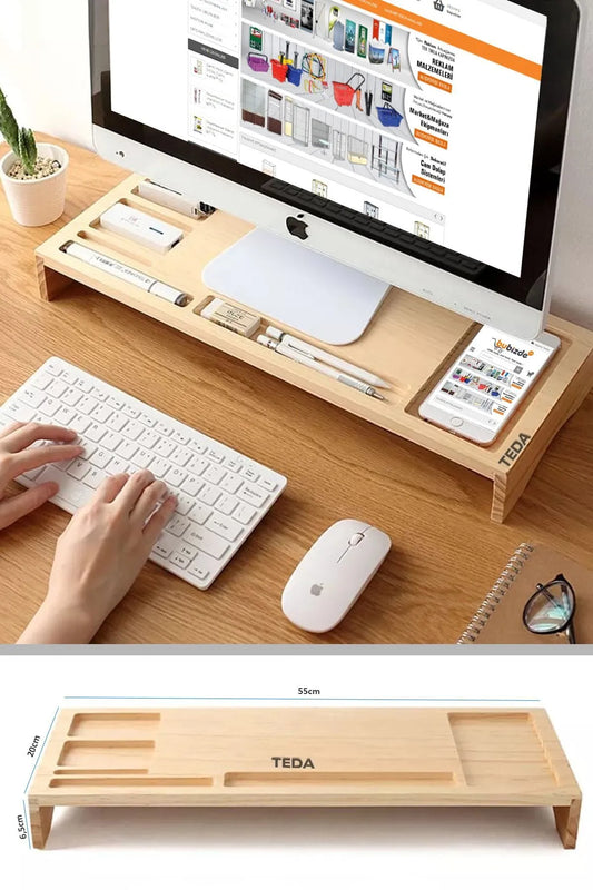 TEDA Skjermstativ i Tre – Elegant og Ergonomisk Arbeidsstasjon