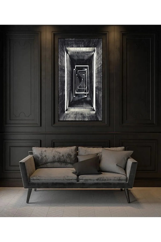 EMİLART 3D Virveldesign Lerretmaleri – Moderne Abstrakt Veggkunst i Svart