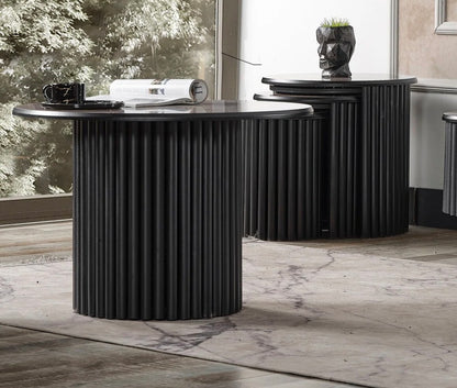 Kagu Boston Sofabord – Stilrent Rundt Design i Grått og Svart Metall